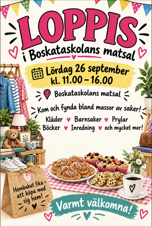 Loppis i boskataskolans matsal