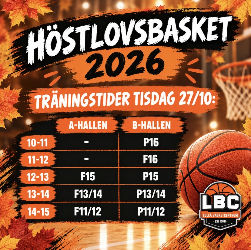 Träningstider tisdag 27/10