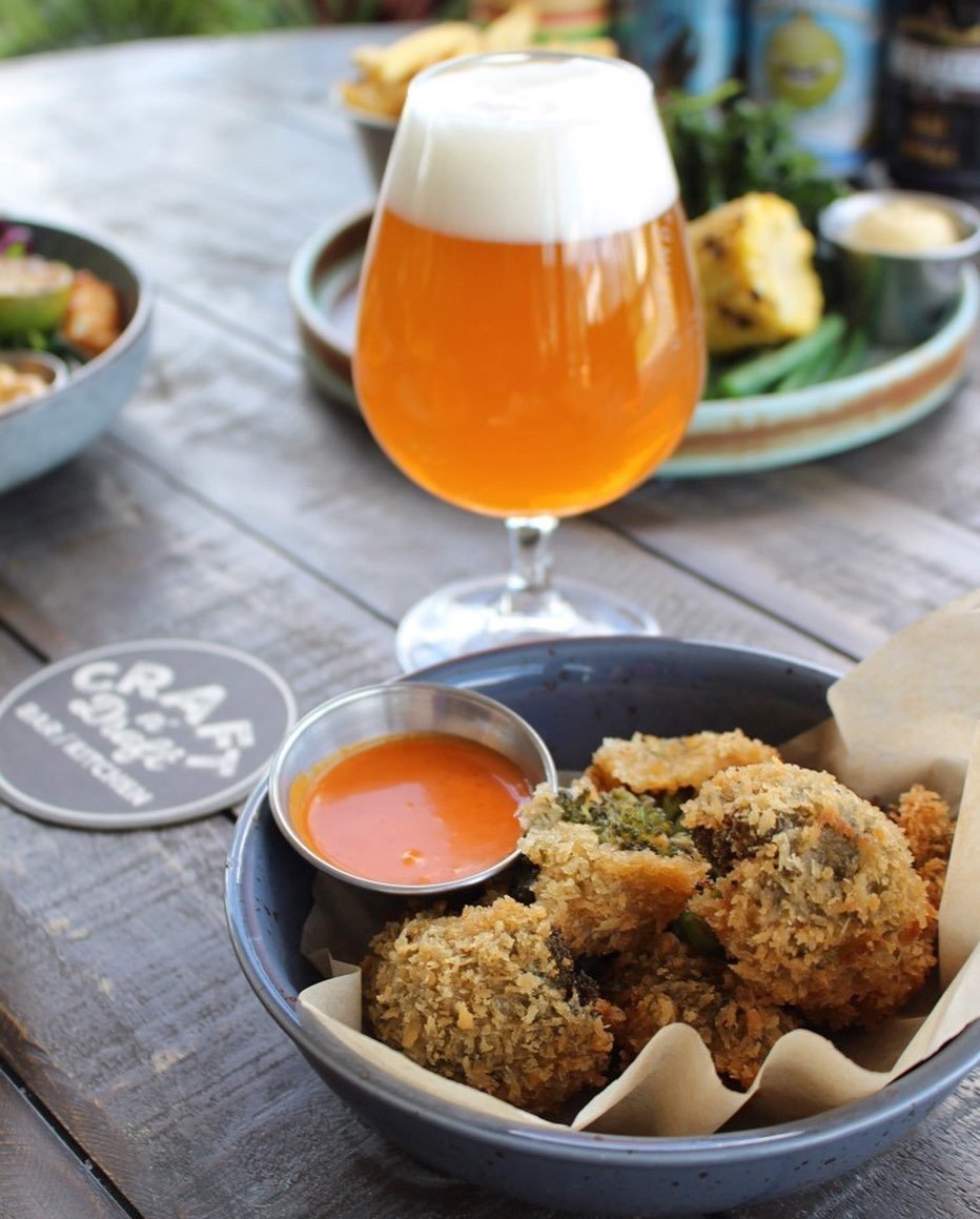 A burger and snacks at Craft n' Draft