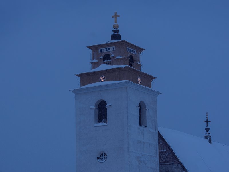 Gammelstads Kyrkstad covered in snow