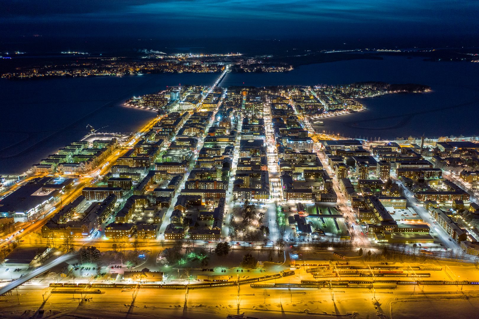 Luleås stadshalvö i vinterskrud