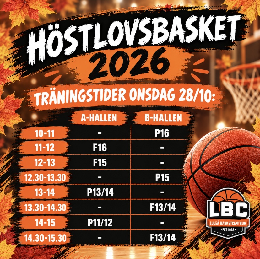 Träningstider onsdag 28/10