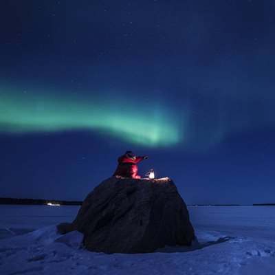 Northern lights at Brändö Lodge