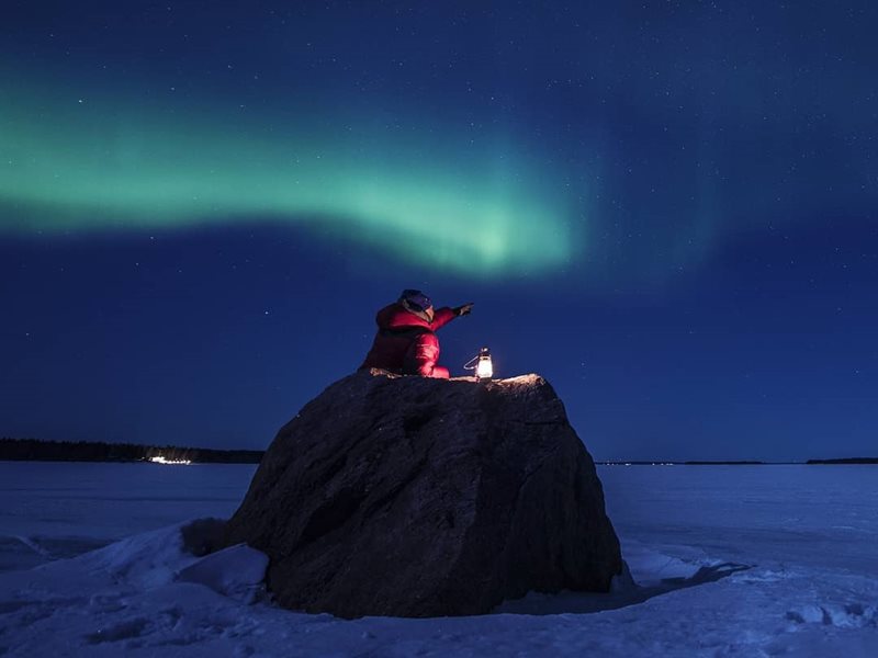 Northern lights at Brändö Lodge