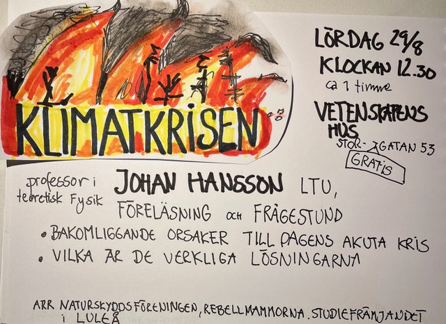 Affisch Föreläsning Klimatkrisen – dess orsaker och lösningar